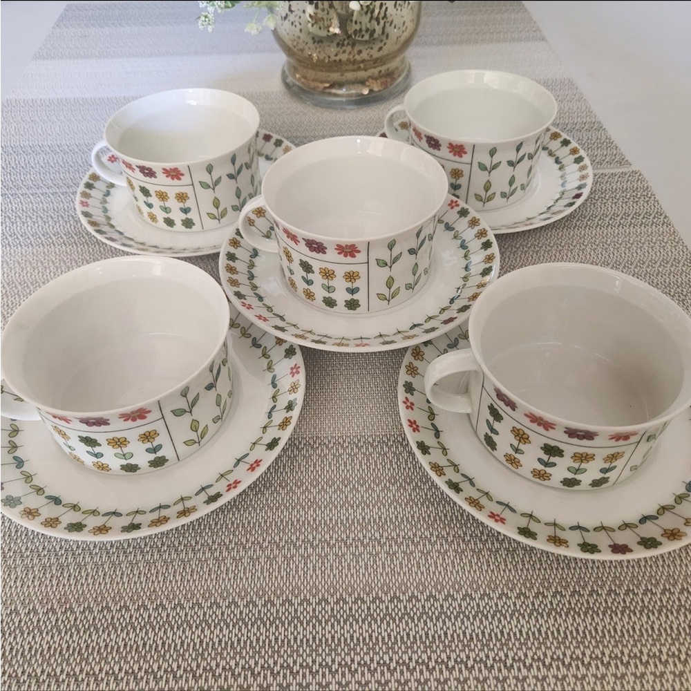 5 x Rosenthal Emilio Pucci Studio Linie Germany vintage tea cup and saucer set